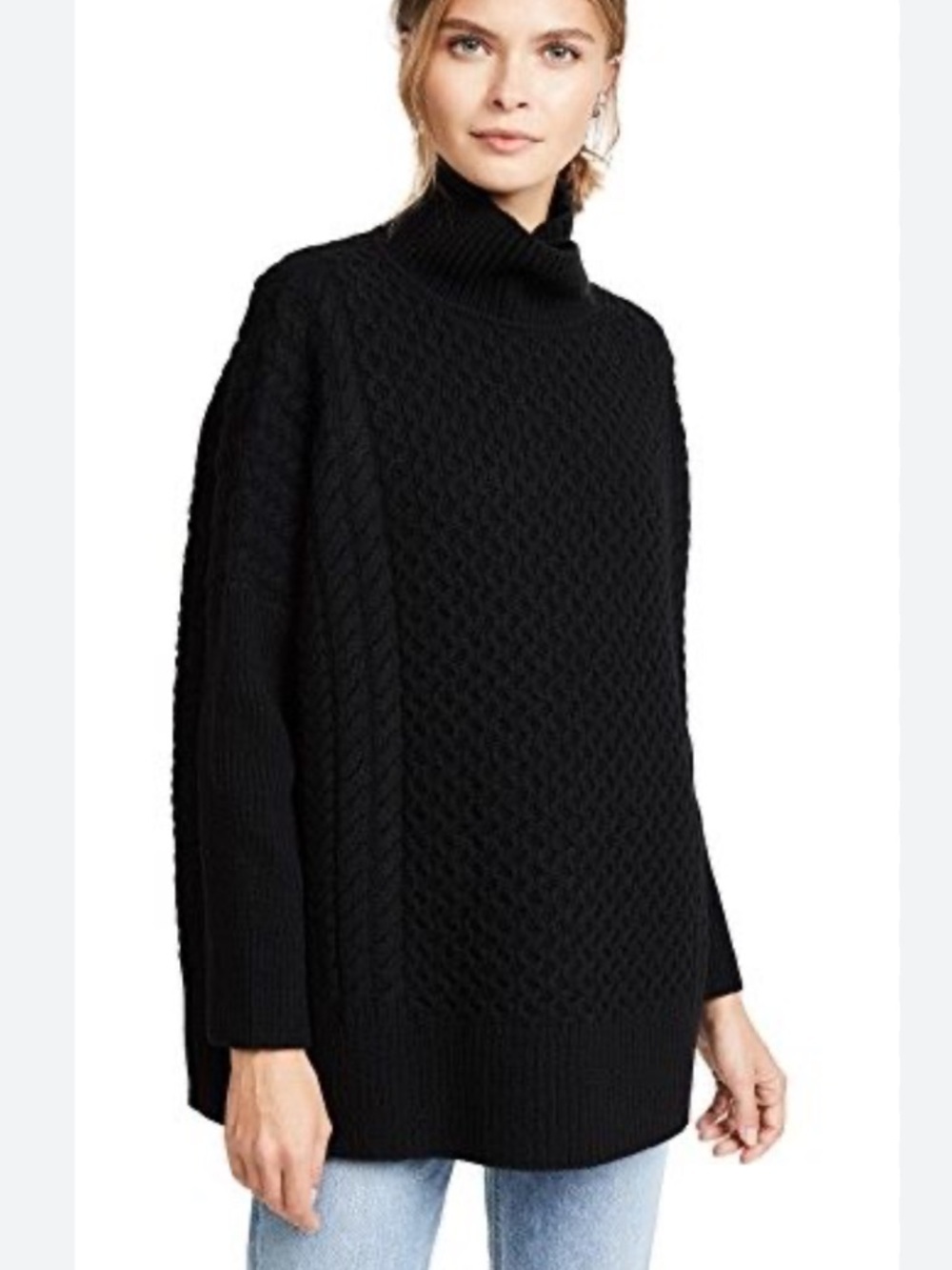 AYR Black Le Square Chunky Merino Wool Moch Neck Sweater Size Small